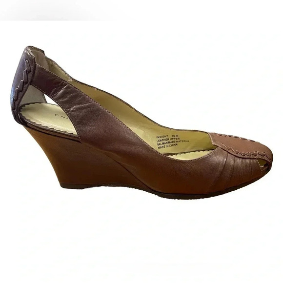 Chinese Laundry Brown Wedge Leather Heels Size 9.5 - Picture 11 of 11